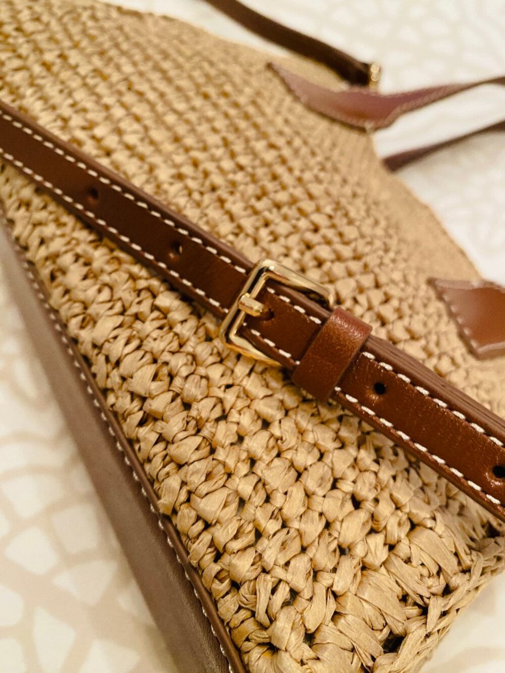 NWT J. Crew Palma Raffia Top-Handle Crossbody Bag Handknotted in Straw & Leather - Picture 14 of 16